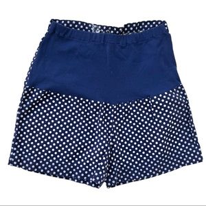 ✨5/$20✨ Vintage Blue & White Polka Dot Over the Belly Maternity Shorts Size 10
